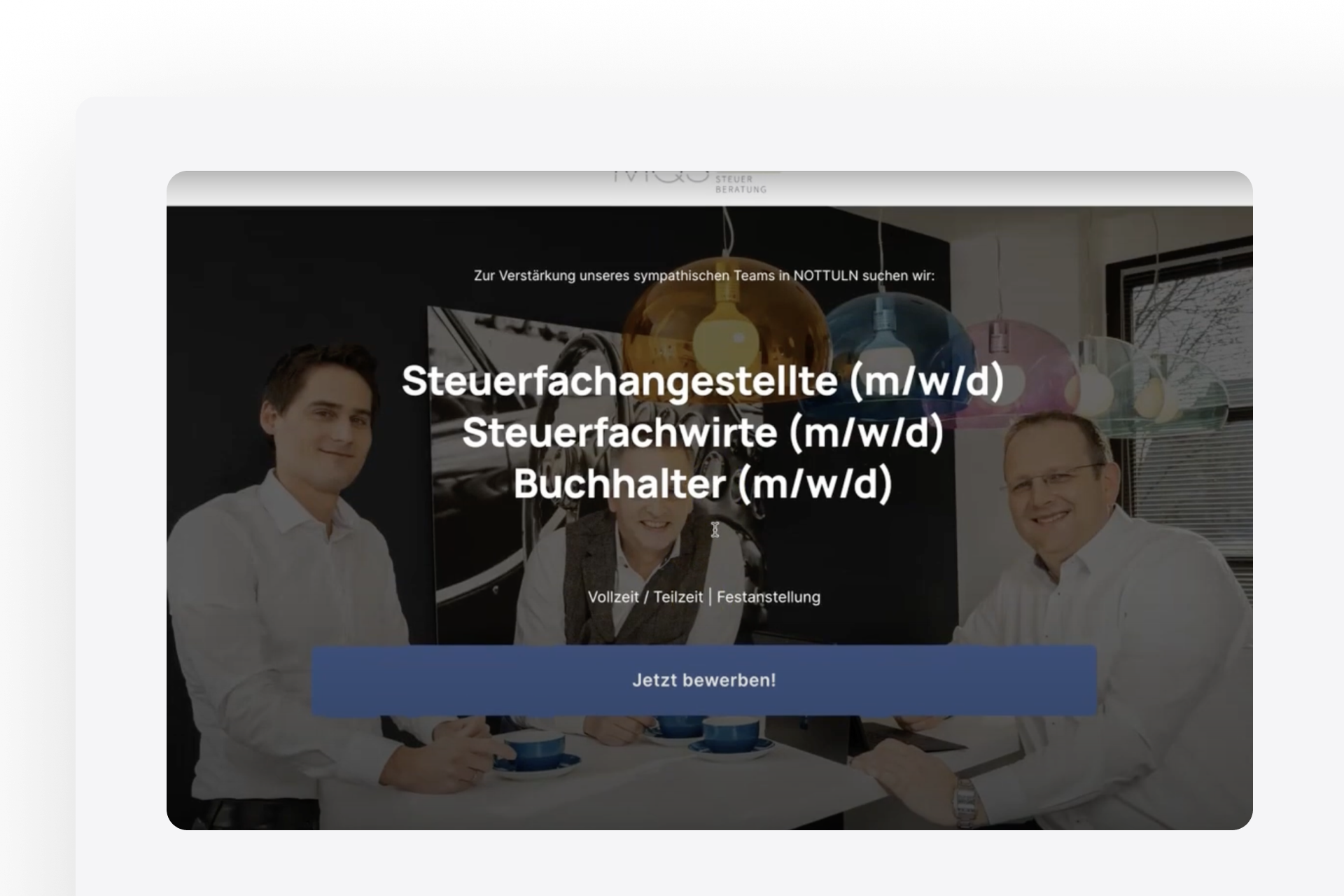 Landing page example Recruiting Steuerfachkräfte