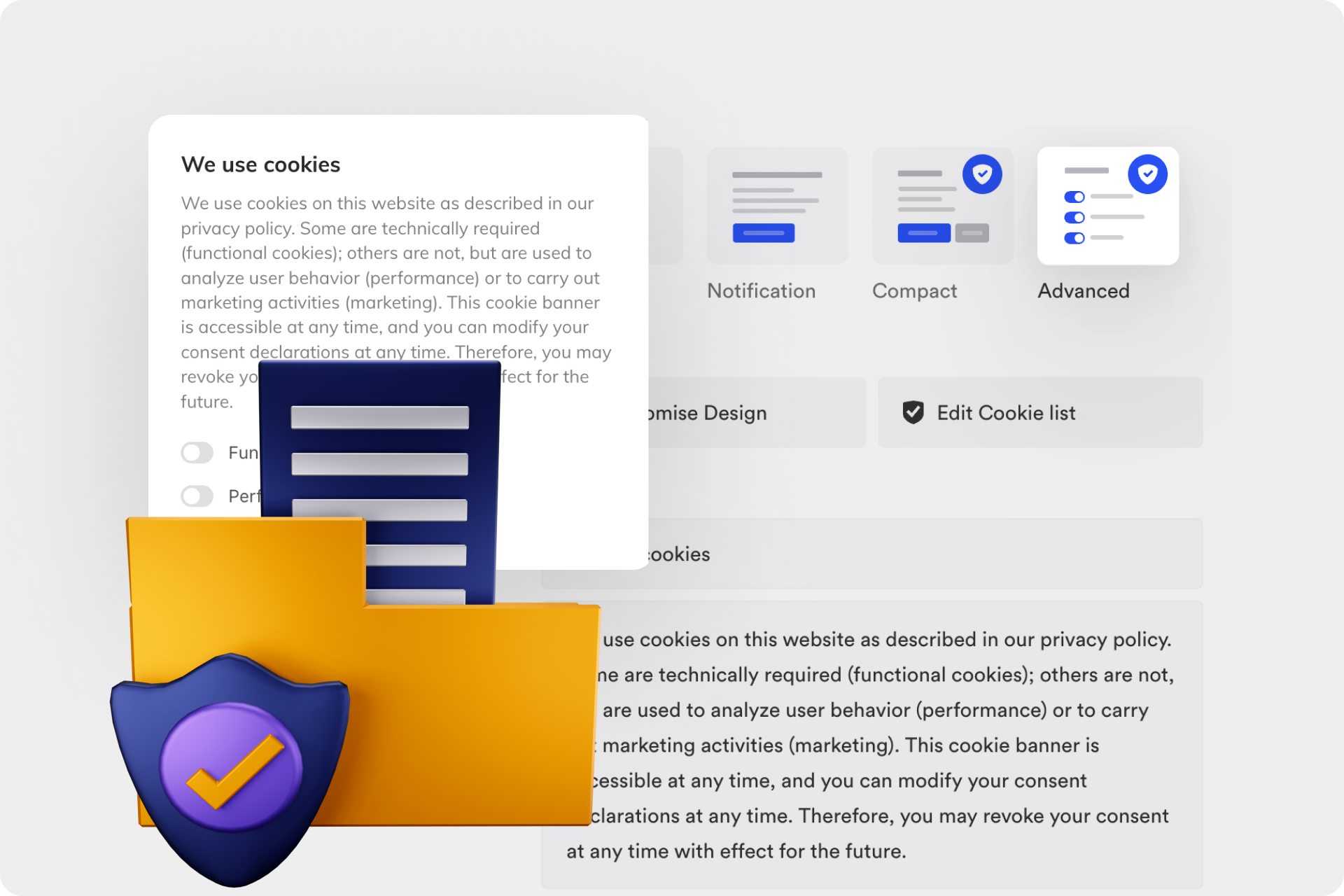 Privacy and cookie banner