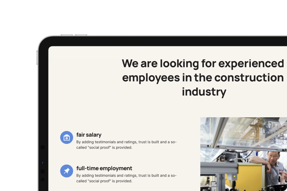 Recruiting Landingpage auf Onepage