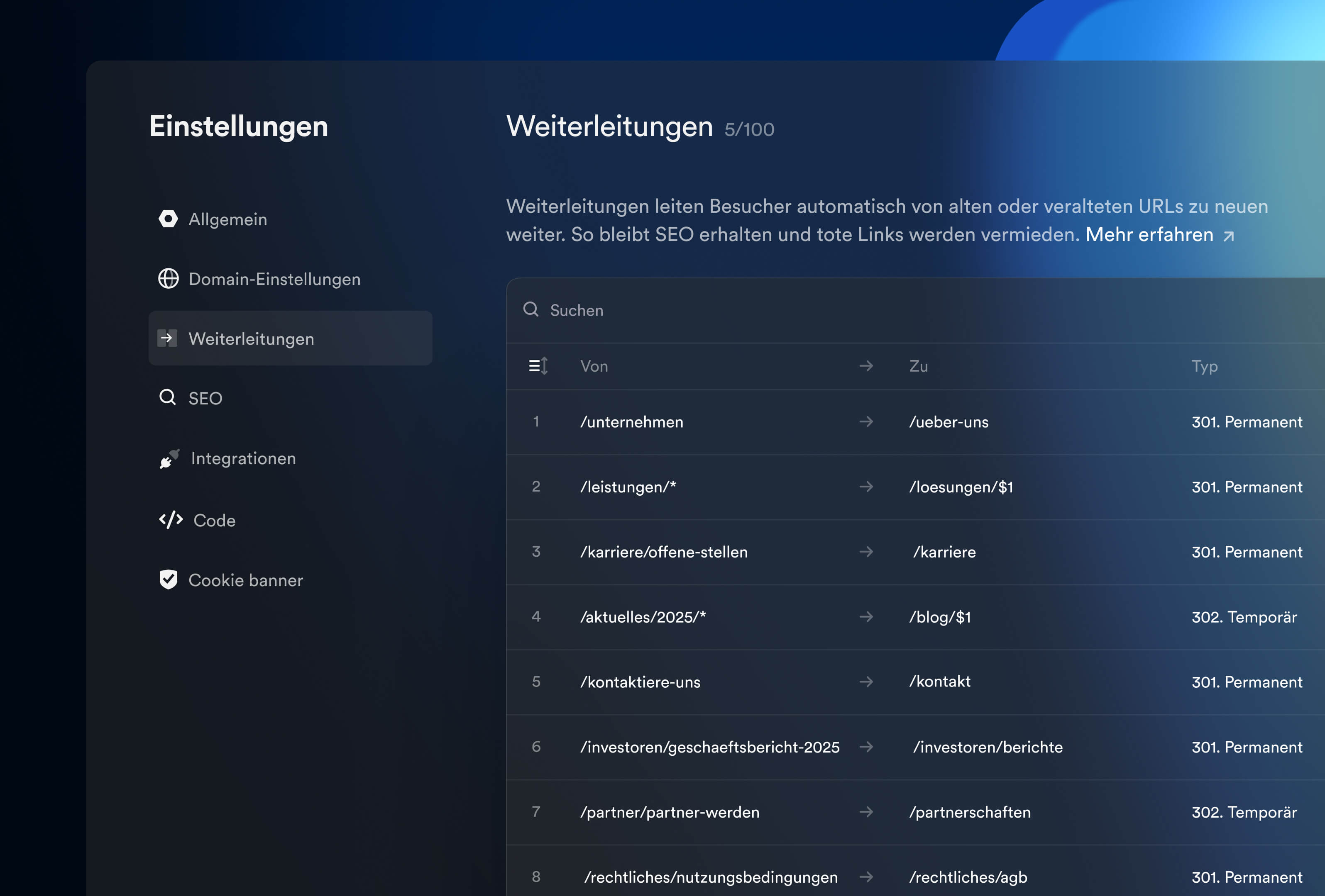 URL-Weiterleitungen