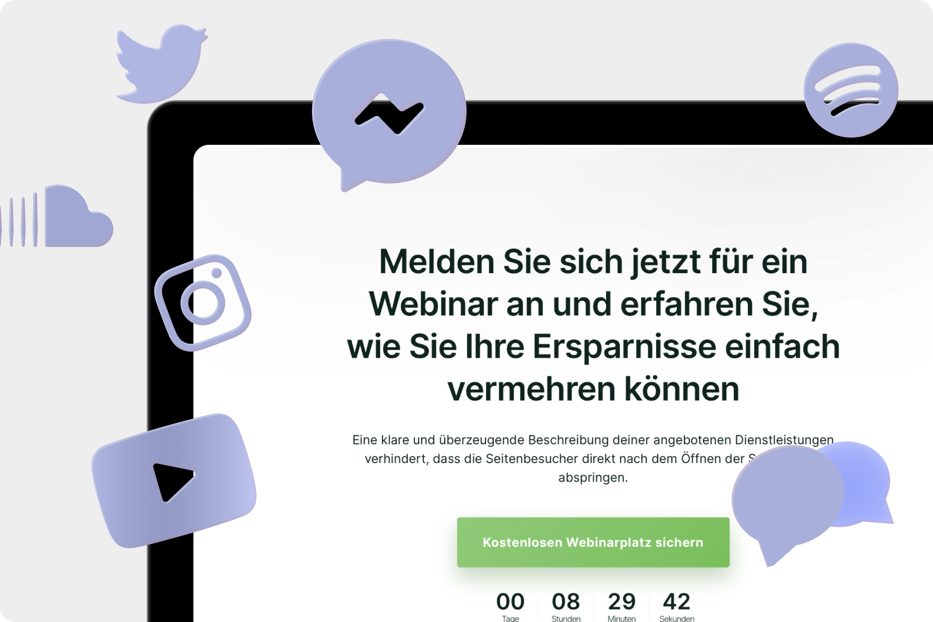 Webinar template Onepage social media