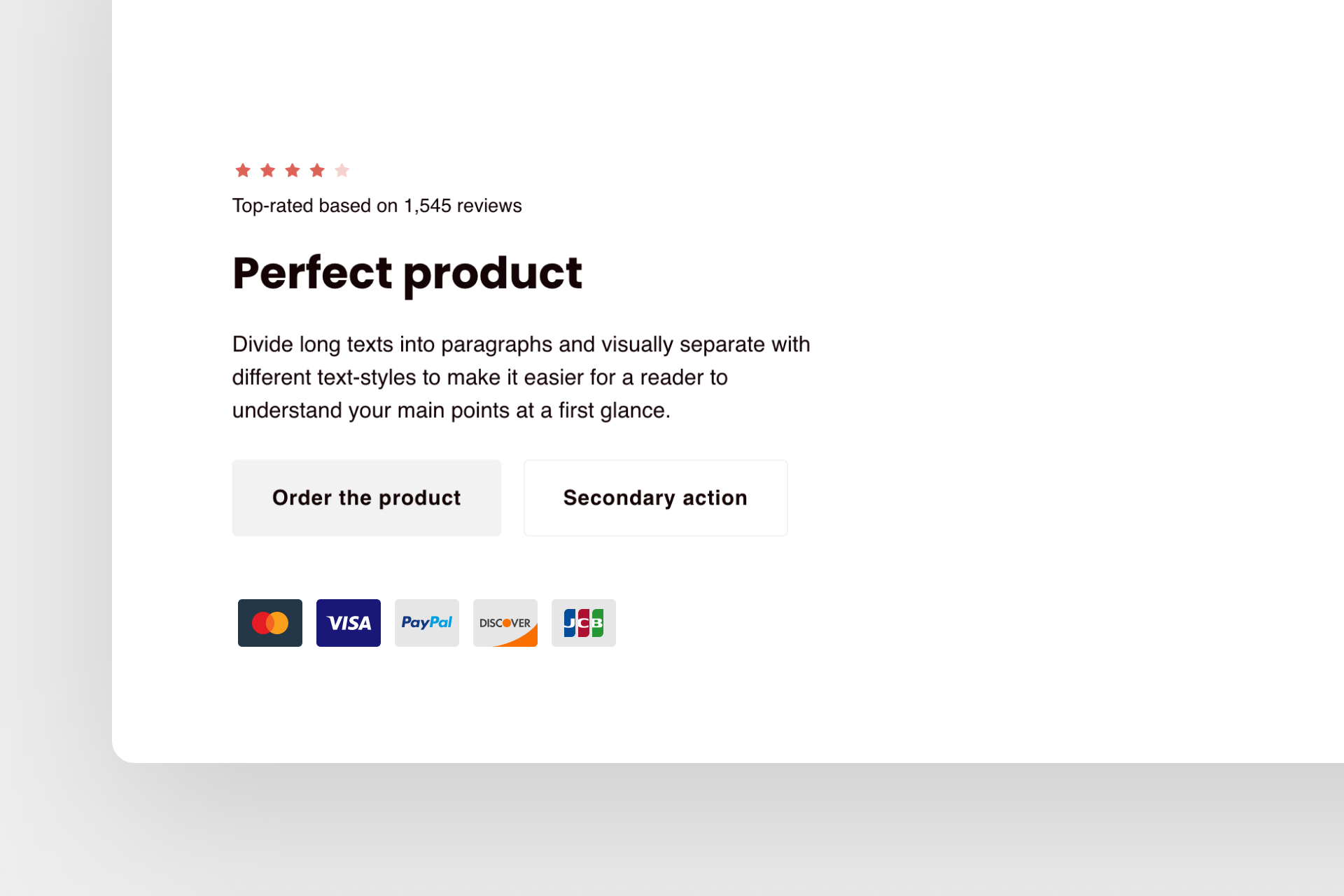 Different payment methods on a website