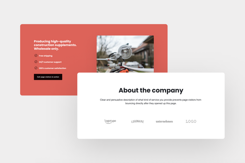 About us section on a landing page on Onepage