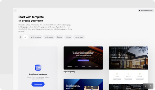 create a landing page with Onepage