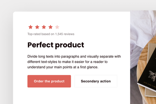 Customer review on a landing page 